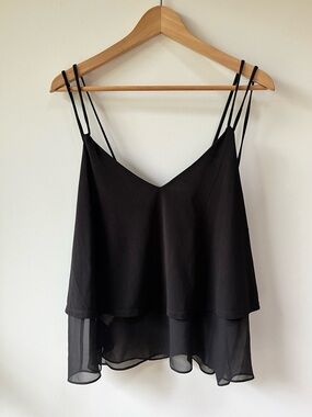 BCBGENERATIONS Black Layered Spaghetti Strap Cami Top - Size Large